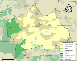 Barevná mapa znázorňující využití půdy.