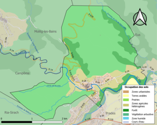 Barevná mapa znázorňující využití půdy.