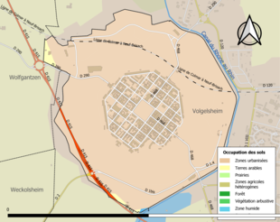 Barevná mapa znázorňující využití půdy.