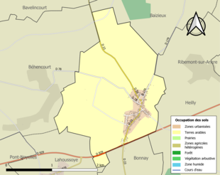 Kolorowa mapa przedstawiająca użytkowanie gruntów.