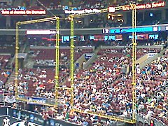 Image 27An arena football goalpost structure featuring the rebound nets on either side of the uprights. (from Indoor American football)