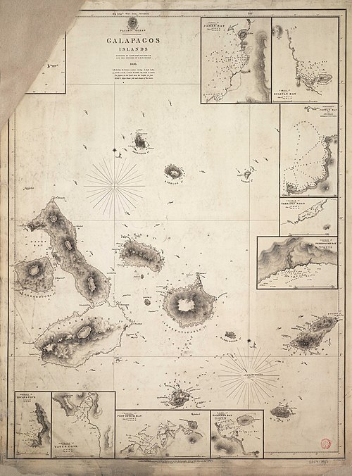 Admiralty Chart of the Galapagos Islands, one of the charts resulting from Fitzroy's hydrographic surveys