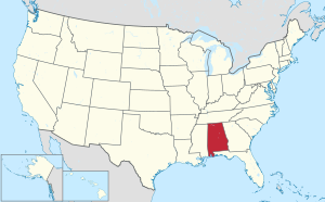 Carte des États-Unis mettant en évidence l'Alabama