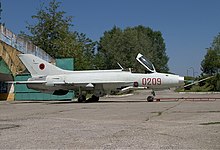 Albanian Air Force J-7 at Tirana Airport Albanian Air Force Chengdu F-7A Lofting-1.jpg