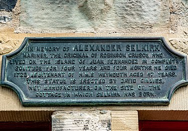 Plaque for Alexander Selkirk in Lower Largo Alexander Selkirk plaque.jpg