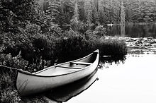 Docked canoe on Pog Lake, Algonquin Park. Algonquin park canoe.jpg