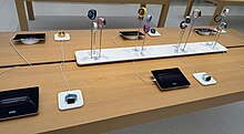 An Apple Watch "Discovery" table at an Apple Store Apple Watch discovery table.jpg