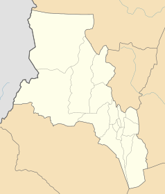 Mapa konturowa prowincji Catamarca, po lewej nieco u góry znajduje się czarny trójkącik z opisem „Incahuasi”