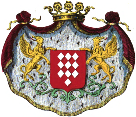 Full achievement of the arms of the Lalaing family. Armoiries de la Maison de Lalaing.png