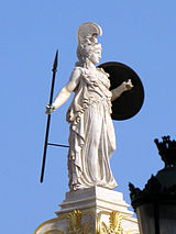 Athena column by Leonidas Drosis in front of the Academy of Athens (modern) Athena column-Academy of Athens.jpg