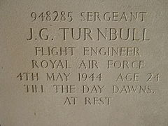 The tomb of Sergeant Turnbull in the Commonwealth War Cemetery.