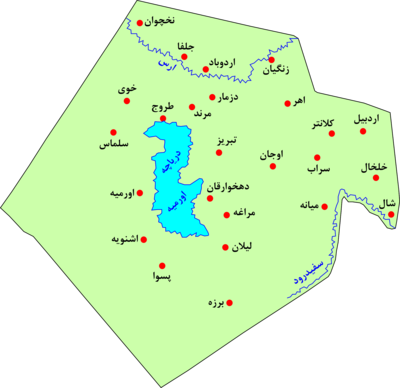 نقشهٔ استان آذربایجان در دورهٔ خلافت عباسیان