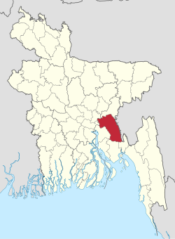 Location of Comilla in Bangladesh