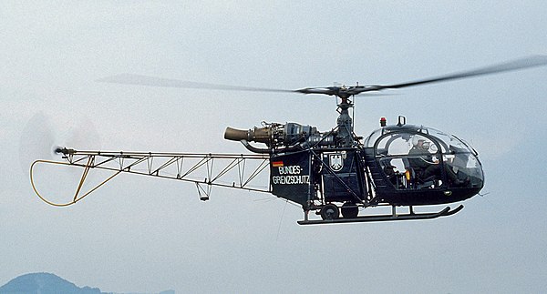 A West German Alouette II Astazou patrolling the border with East Germany, 1985