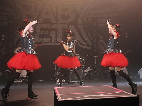 Babymetal (pictured 2014), whose third studio album, Metal Galaxy, is the highest charting Japanese-language album on the US Billboard 200 chart.