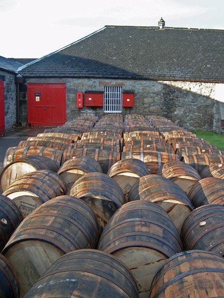 Used bourbon barrels awaiting fresh contents in Scotland