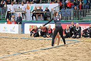 Deutsch: Beachhandball Europameisterschaften 2019 (Beach handball Euro); Tag 5: 6. Juli 2019 – Frauen, Platzierungsspiel für die Ränge 9–12, Deutschland-Polen 2:1 (22:23, 19:16, 7:6) English: Beach handball Euro; Day 5: 6 July 2019 – Placement Match/Cross Match for rank 9–12 Women – Germany-Poland 2:1 (22:23, 19:16, 7:6)