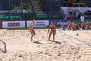 Deutsch: Beachhandball Europameisterschaften 2019 (Beach handball Euro); Tag 2: 3. Juli 2019 – Frauen, Vorrunde Gruppe C, Spanien-Griechenland 2:1 (12:20, 18:16; 8:2) English: Beach handball Euro; Day 2: 3 July 2019 – Women Preliminary Round Group C – Spain-Greece 2:1 (12:20, 18:16; 8:2)