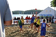 Deutsch: Beachhandball Europameisterschaften 2019 (Beach handball Euro); Tag 4: 5. Juli 2019 – Männer, Viertelfinale, Ungarn-Deutschland 2:1 (23:16, 11:23, 9:6) English: Beach handball Euro; Day 4: 5 July 2019 – Quarter Final Men – Hungary-Germany 2:1 (23:16, 11:23, 9:6)