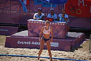 Deutsch: Beachhandball bei den Olympischen Jugendspielen 2018; Tag 3, 10. Oktober 2018; Mädchen, Vorrunde, Gruppe B - Niederlande-Argentinien 2:0 English: Beach handball at the 2018 Summer Youth Olympics at 10 October 2018 – Girls Preliminary Round Group B‎ – Netherlands-Argentina 2:0