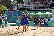 Deutsch: Beachvolleyball bei den Olympischen Jugendspielen 2018; Tag 11, 17. Oktober 2018; Jungen,Finale – Niederlande (Matthew Immers/Yorick de Groot)-Schweden (David Åhman/Jonatan Hellvig) 0:2 (20–22/15–21) English: Beach volleyball at the 2018 Summer Youth Olympics at 17 October 2018 – Final – Netherlands (Matthew Immers/Yorick de Groot)-Sweden (David Åhman/Jonatan Hellvig) 0:2 (20–22/15–21)