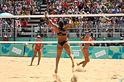 Deutsch: Beachvolleyball bei den Olympischen Jugendspielen 2018; Tag 11, 17. Oktober 2018; Mädchen, Finale – Italien (Claudia Scampoli & Nicol Bertozzi)- Russland (Maria Woronina & Maria Botscharow) 0:2 (19–21/19–21) English: Beach volleyball at the 2018 Summer Youth Olympics at 17 October 2018 – Girls Final – Italy (Claudia Scampoli & Nicol Bertozzi) - Russia (Maria Voronina & Maria Bocharova) 0:2 (19–21/19–21)