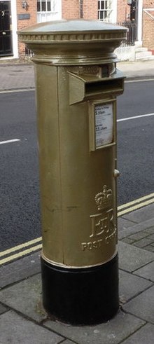 Ben Ainslie's gold postbox in Lymington