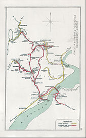 A 1911 RCH map of railways in the vicinity of Lydney Town Bilson, Cinderford, Coleford, Lydbrook & Lydney RJD 86.jpg