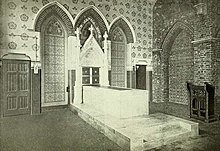 Interior of the crematorium, around the time of its opening Birmingham Crematorium, Perry Barr - 1903 (assumed) - 02 (cropped).jpg