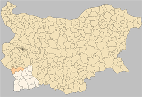 Harta obștinii Blagoevgrad în cadrul Bulgariei