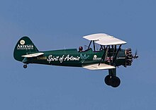 Boeing-Stearman N2S-3 "Spirit of Artemis" flown by Tracey Curtis-Taylor, Amy Johnson Memorial Air Show, Herne Bay, England; August 2015.jpg