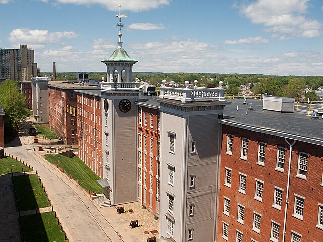 Boott Cotton Mills, Lowell, Massachusetts, restored as part of the Lowell National Historic Park, established the 1970s largely through the efforts of