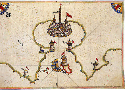 16th century map of Brindisi by Piri Reis