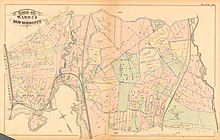 Map showing the old border of Kingsbridge and West Farms Bromley Manhattan and Bronx Plate 39 publ. 1879.jpg