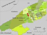 Localización de Bufali con respecto a la comarca del Valle de Albaida