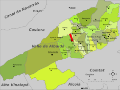 Localización en la comarca del Valle de Albaida