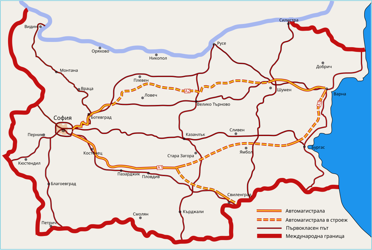 Карта железных дорог болгарии