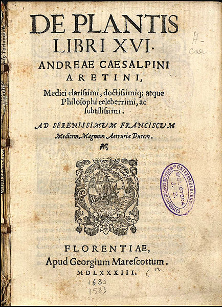 File:Cesalpino De Plantis Libri XVI 1583 titlepage.jpg