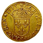 Front of a gold coin in Charles X's name