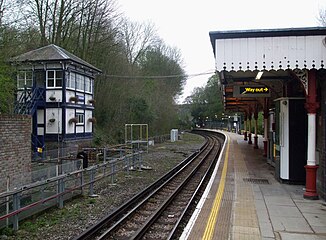View of the platform towards Chalfont & Latimer, the signal box building on the left
