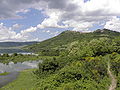 The old location of Conza on the top of the hill and the man-made lake