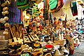 Wooden crafts for sale at the municipal market of Patzcuaro, Michoacan