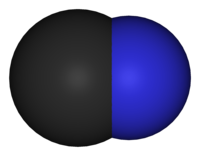 modelo de bólas do anión cianuro