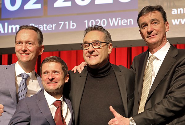 Heinz-Christian Strache with the DAÖ founders at their "New Year's Meeting" in January 2020.