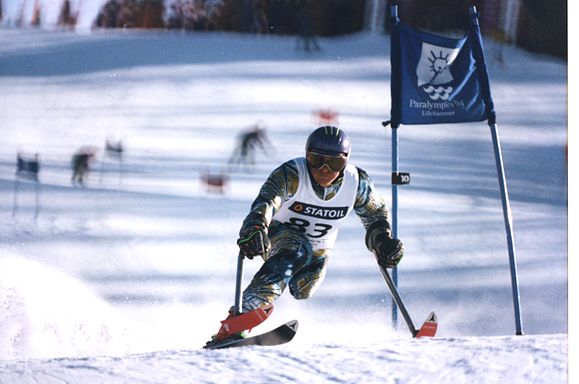 Michael Milton competing at the 1994 Winter Paralympics. Dd0394- Lillehammer Winter Games, M.Milton- 3b- scanned photo.jpg