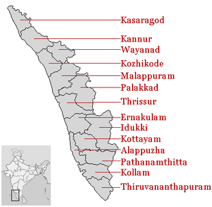 Distretti del Kerala, India del sud.