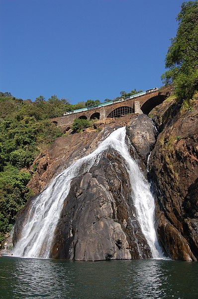 File:Dudhsagar Falls triplet, 2009.JPG