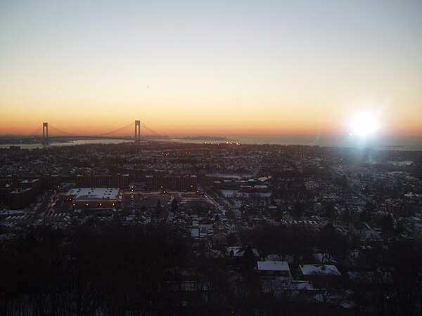 View from residence hall: Verrazzano-Narrows Br. and Atlantic Ocean