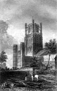 Grabado de la Catedral de Ely (ca. 1830)