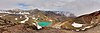 Hikers passing Red Crater (on right) and approaching the Emerald Lakes